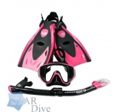 Комплект для плавания маска, трубка и ласты Tusa UP-1521 Black Series