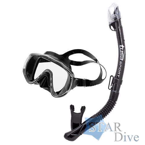 Набор для плавания маска и трубка Tusa UСR-1425 BK-BK